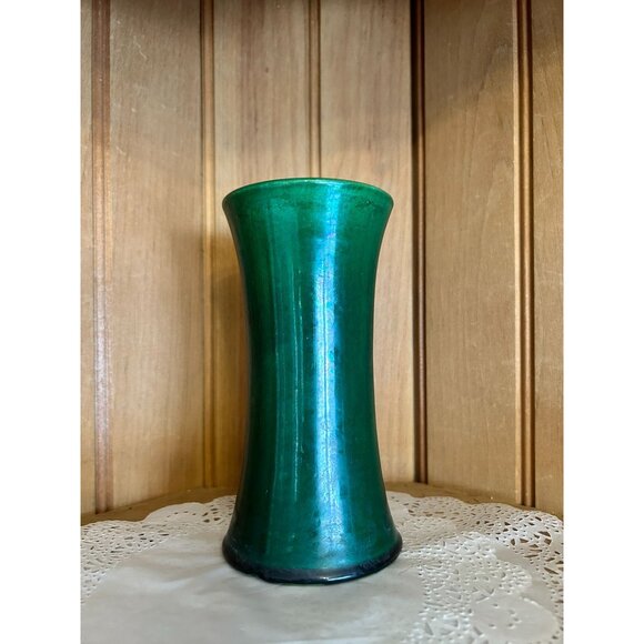 Antique Awaji Pottery Vase Monochrome Green Signed Japan Arts & Craft Movement - Picture 3 of 7